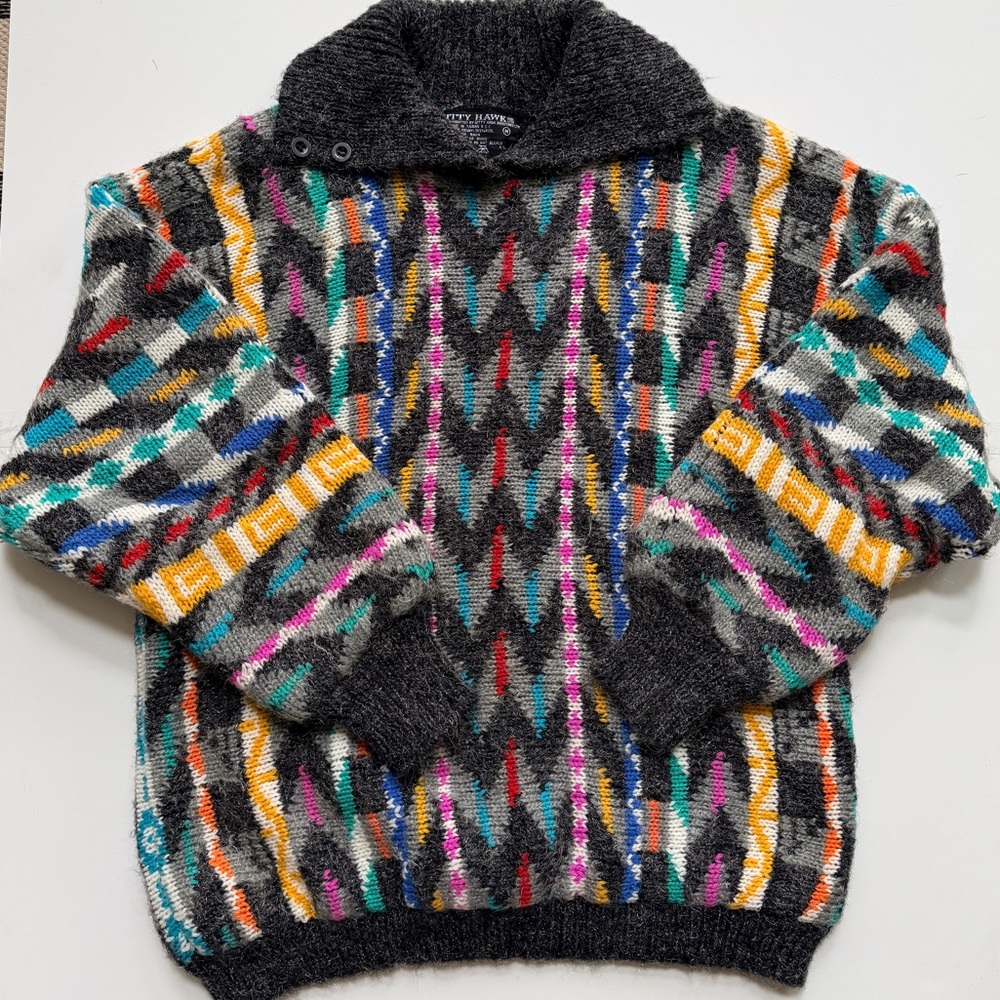 Kitty‎ Hawk Sweater Women's Vintage Multicolor Knit Wool Blend Sweater Size M